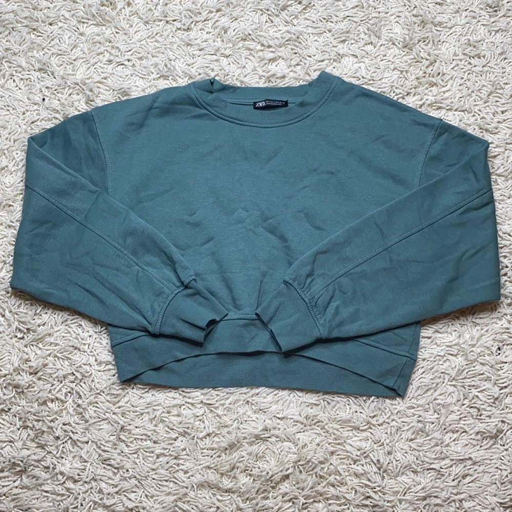 Zara crop crewneck sweater